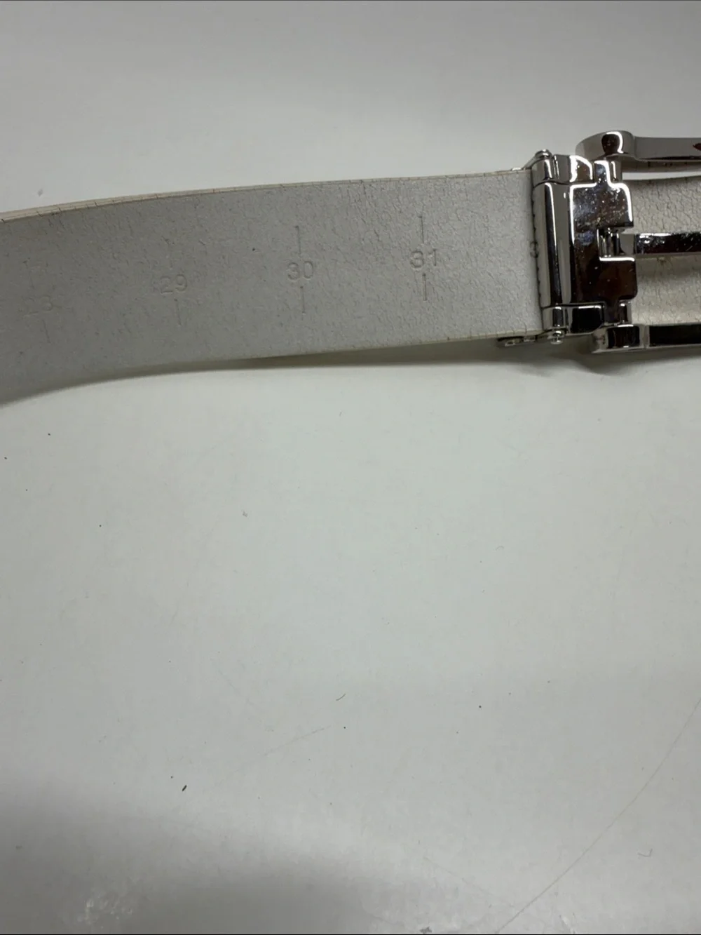 The White Ball Belt Men's Luxury Golf Italian Leather Adjustable White Silver 32